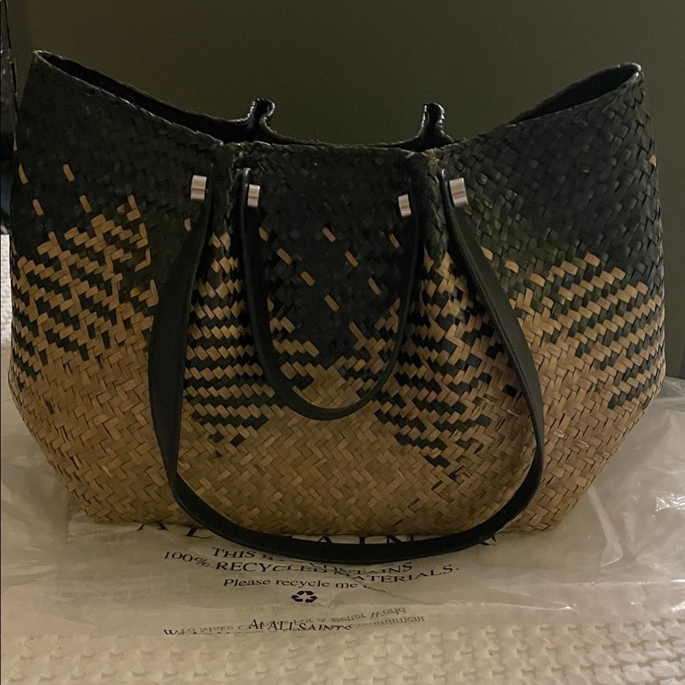 NWT all saints ALLINGTON STRAW TOTE BAG purse oversized handbag - Picture 8 of 12